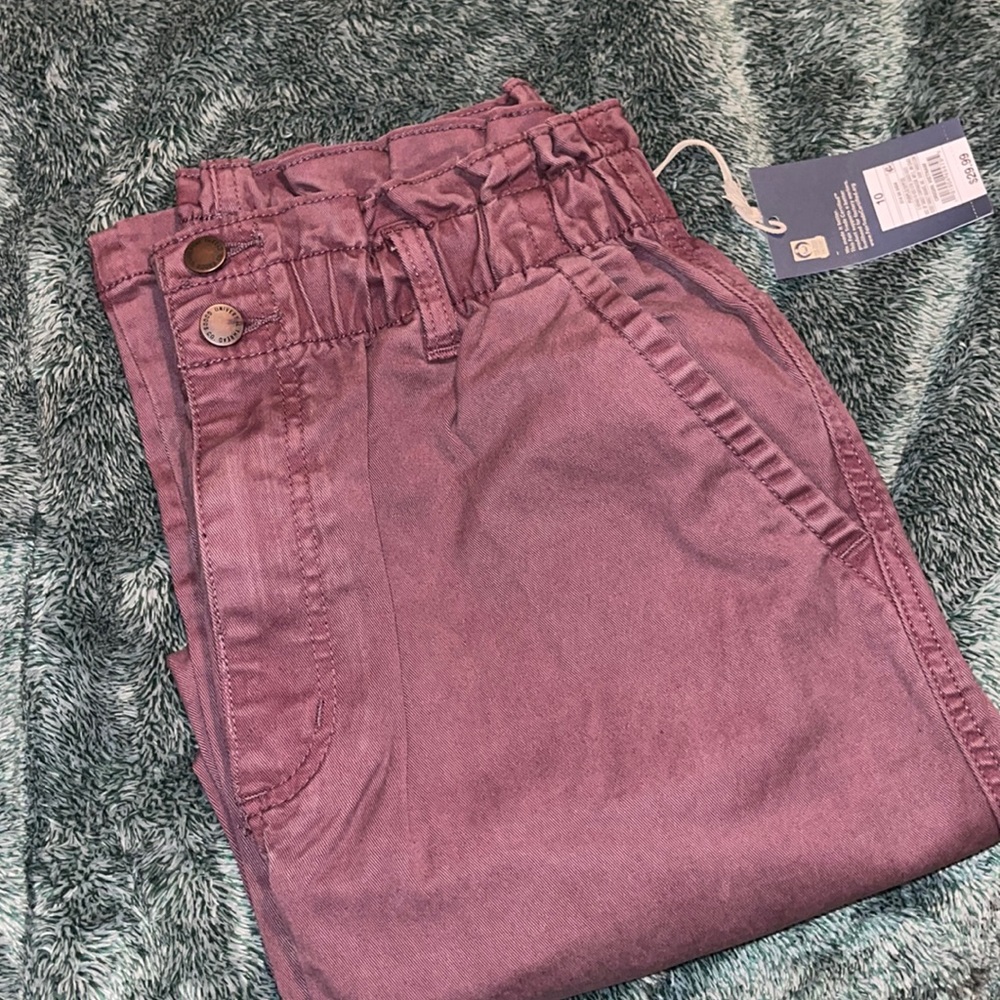 Elastic ruffled waist trousers